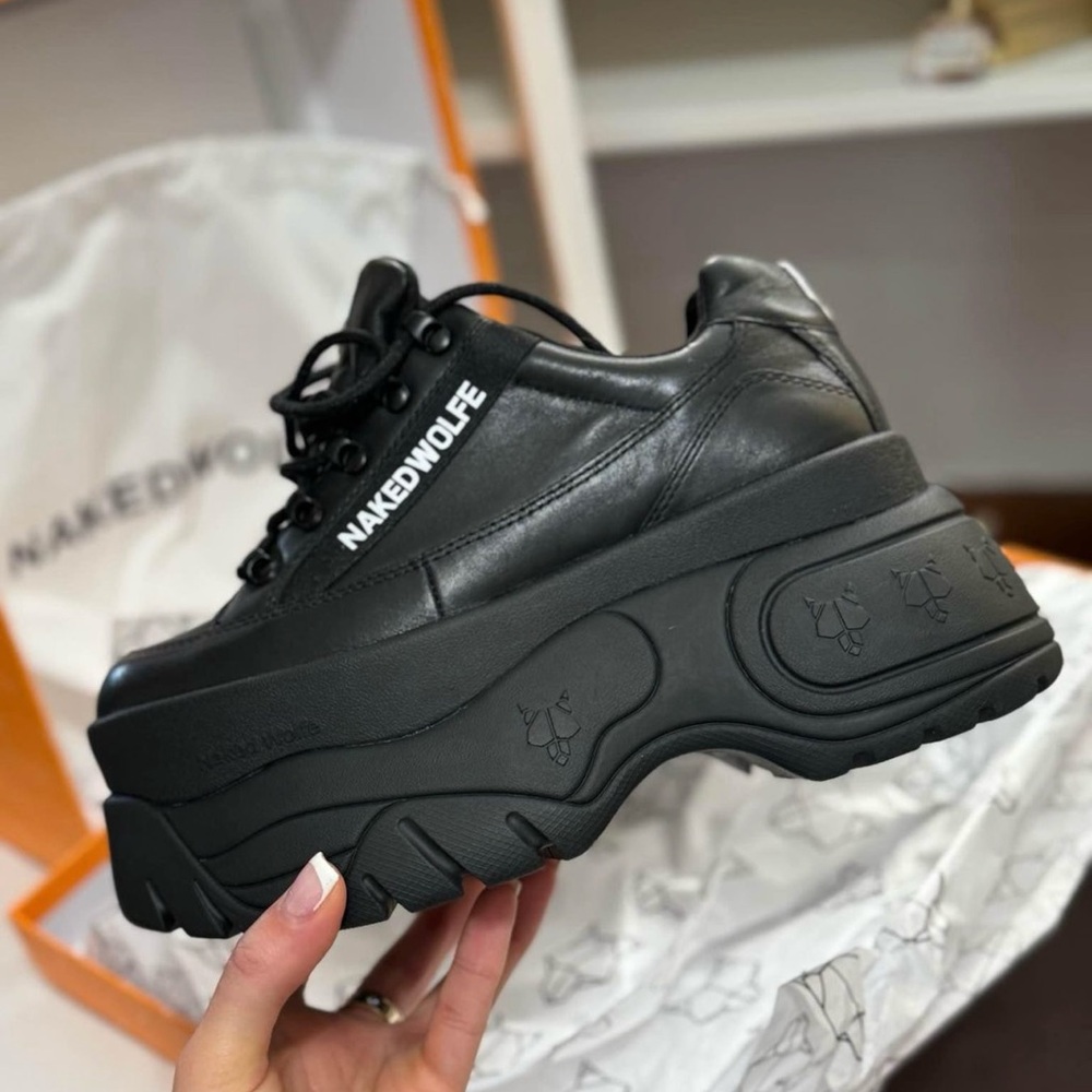 Naked Wolf 
platform sneaker features a 9cm super soft sole.Hand Made